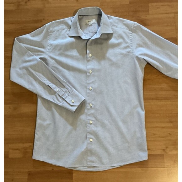 Eton‎ Dress Shirt Slim Blue Long Sleeve Button Up Micro Check Preppy Mens Large - Picture 5 of 12